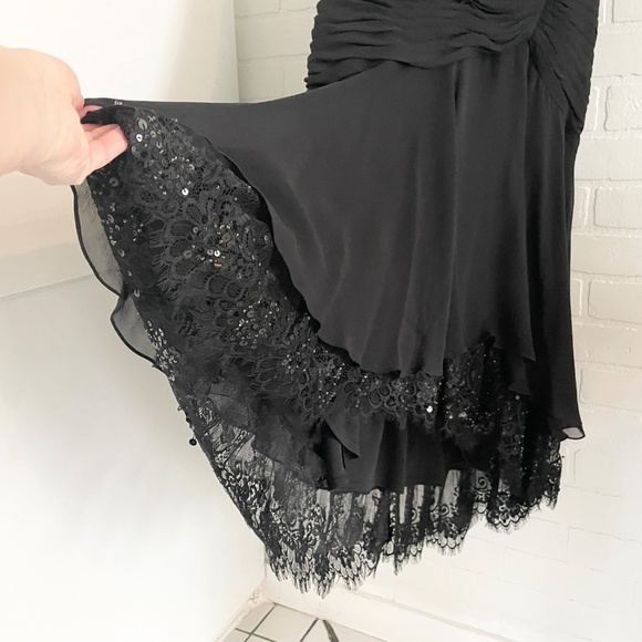 Tadashi Rare Vintage Dress High Low Lace Dark Romantic Fairy Flowy Luxury Sz 12 - Picture 4 of 13